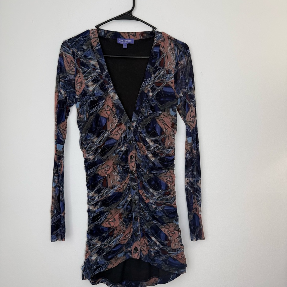 Vivienne Tam Long Sleeve Ruched Dress